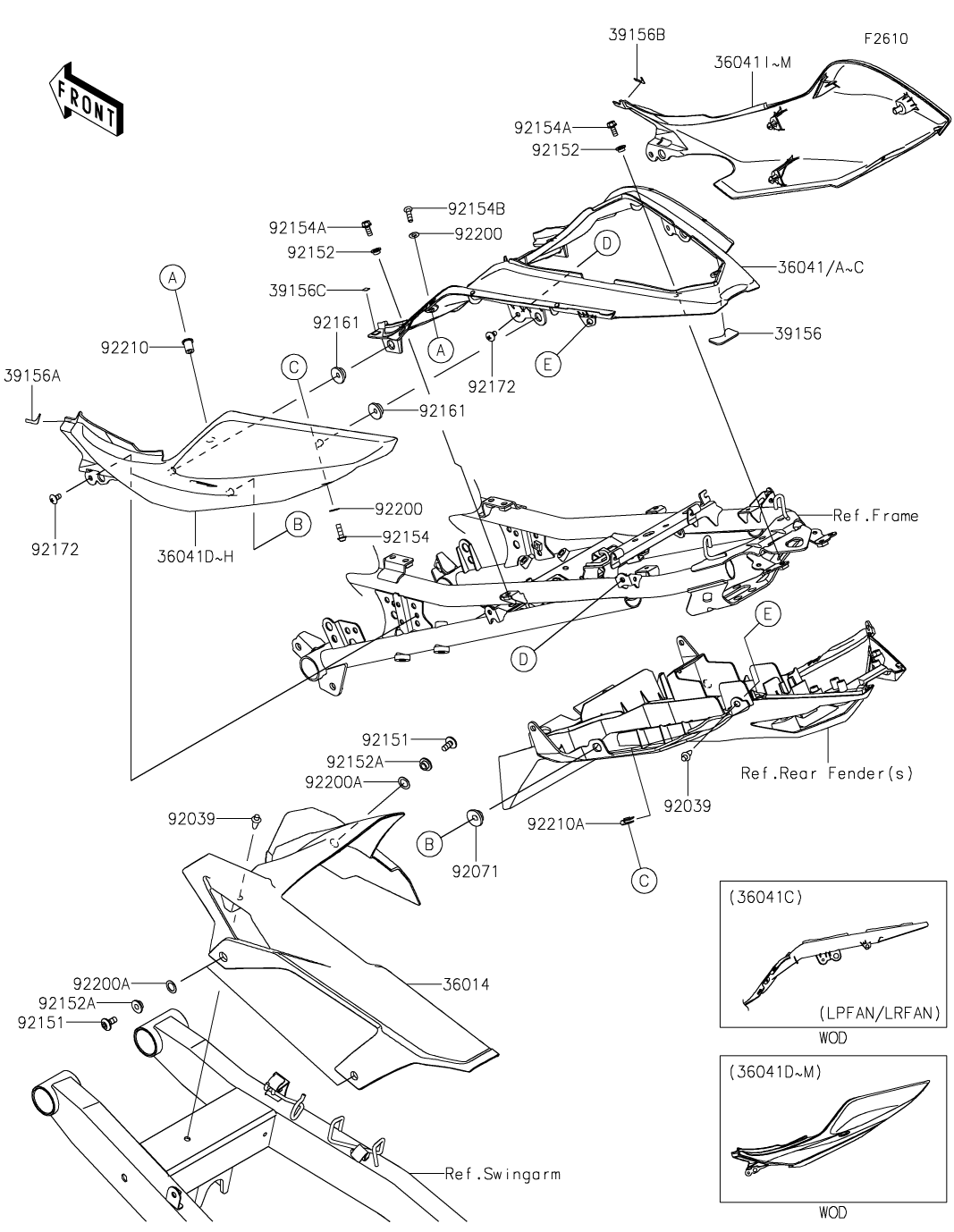 のりさま専用 カムサリ様用 ZX-25R 右テールカバー（ブラック） 36041-0055-660-C3-1