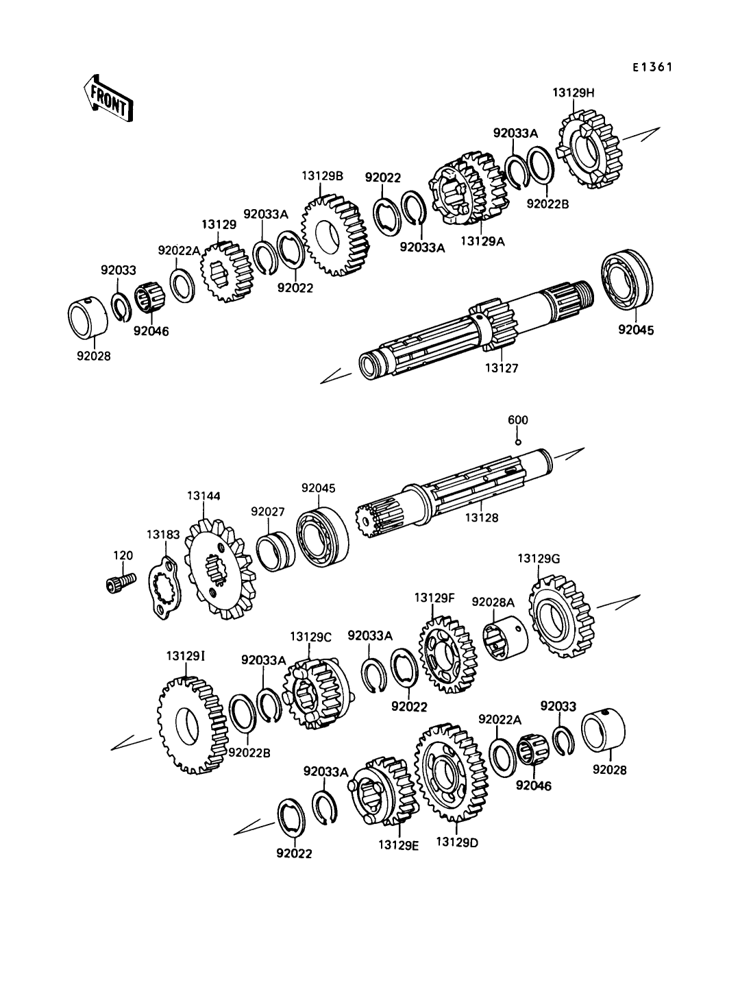 13128-0723 カワサキ純正 シャフト(トランスミツシヨンアウトプット