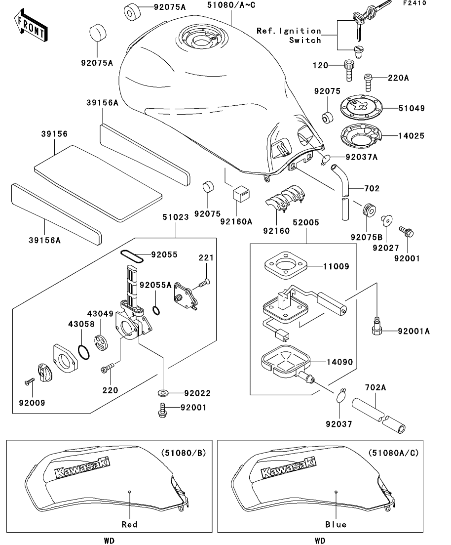 51087-5106-20 カワサキ純正 タンク コンプ フューエル 黒 JP-